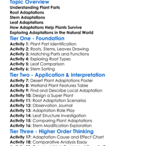 Root Stem And Leaf Adaptations Worksheet Activity Booklet