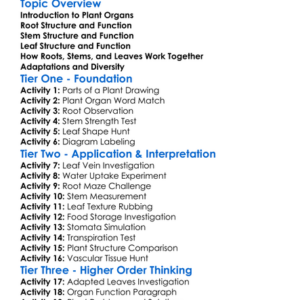 Root Stem And Leaf Structure Worksheet Activity Booklet