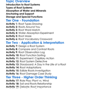 Root System Functions Worksheet Activity Booklet