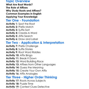 Root Words And Affixes Worksheet Activity Booklet