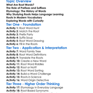 Root Words And Etymology Worksheet Activity Booklet