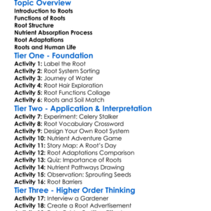 Roots And Nutrient Absorption Worksheet Activity Booklet