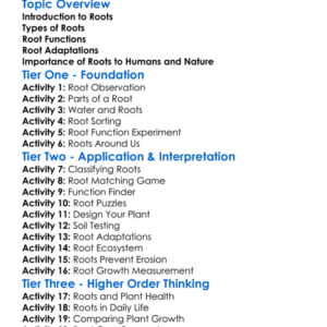 Roots And Their Functions Worksheet Activity Booklet