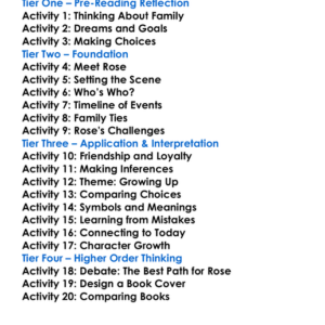 Rose In Bloom Louisa May Alcott Worksheet Activity Booklet