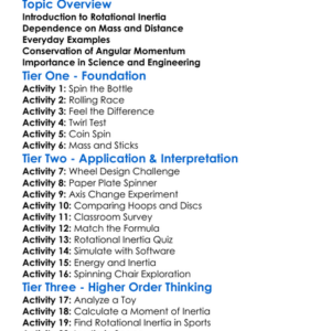 Rotational Inertia Worksheet Activity Booklet