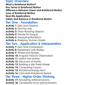 Rotational Motion Worksheet Activity Booklet