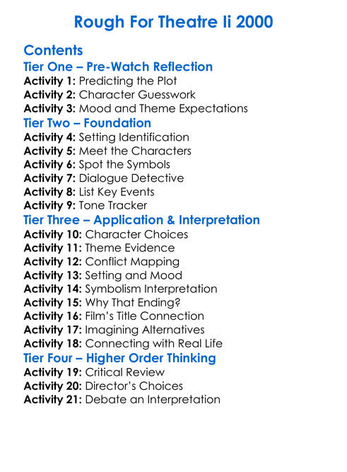 Rough For Theatre Ii 2000 Worksheet Activity Booklet