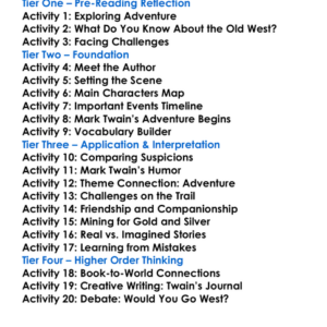 Roughing It Mark Twain Worksheet Activity Booklet