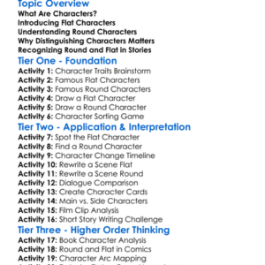 Round And Flat Characters Worksheet Activity Booklet