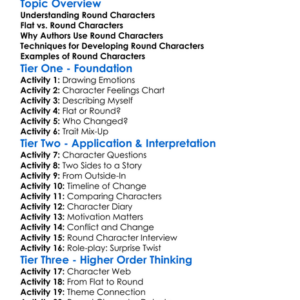Round Character Worksheet Activity Booklet