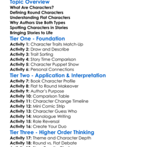 Round Vs Flat Characters Worksheet Activity Booklet