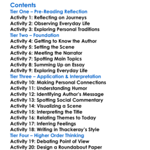 Roundabout Papers William Makepeace Thackeray Worksheet Activity Booklet