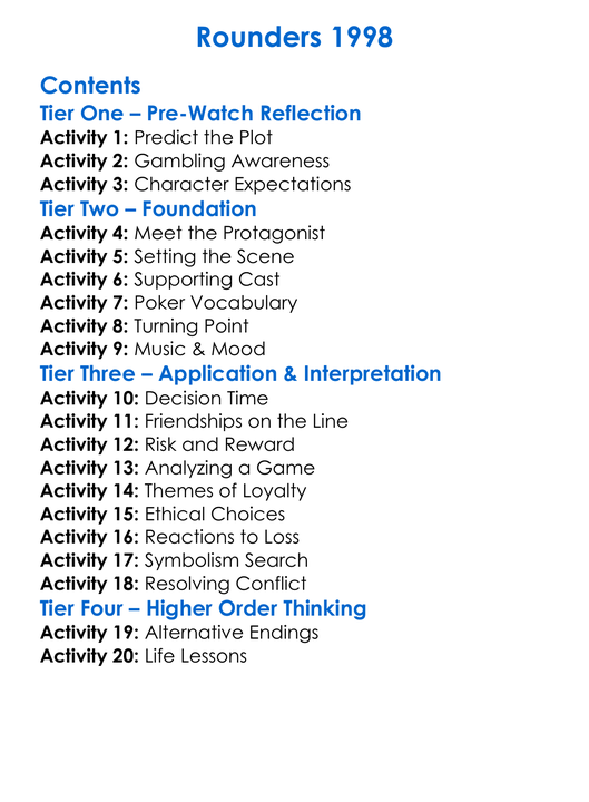 Rounders 1998 Worksheet Activity Booklet