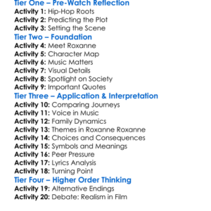 Roxanne Roxanne 2017 Worksheet Activity Booklet
