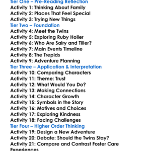 Ruby Holler Sharon Creech Worksheet Activity Booklet