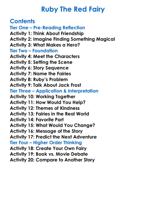 Ruby The Red Fairy Worksheet Activity Booklet