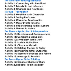 Rudin Ivan Turgenev Worksheet Activity Booklet