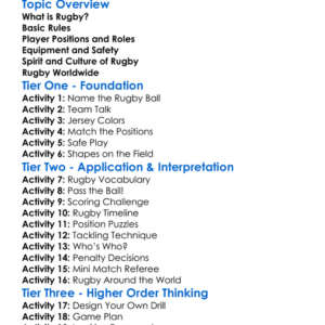 Rugby Basics Worksheet Activity Booklet