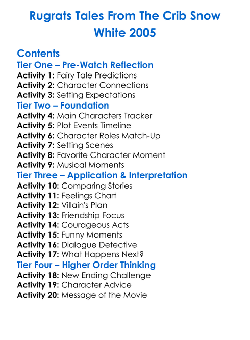 Rugrats Tales From The Crib Snow White 2005 Worksheet Activity Booklet