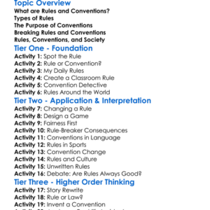 Rules And Conventions Worksheet Activity Booklet