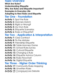 Rules And Etiquette Worksheet Activity Booklet