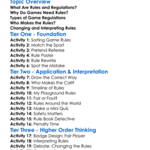 Rules And Regulations Of Games Worksheet Activity Booklet