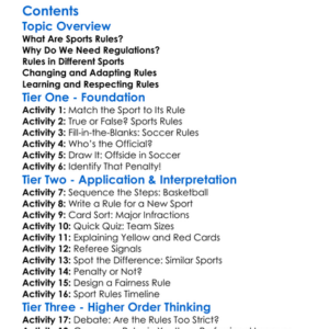 Rules And Regulations Of Major Sports Worksheet Activity Booklet