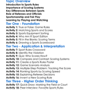 Rules And Scoring Of Popular Sports Worksheet Activity Booklet