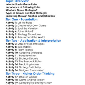 Rules And Strategies Of Games Worksheet Activity Booklet