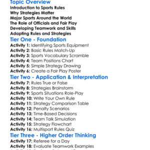 Rules And Strategies Of Major Sports Worksheet Activity Booklet