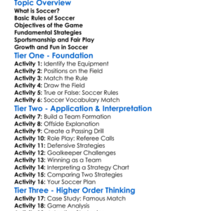 Rules And Strategies Of Soccer Worksheet Activity Booklet
