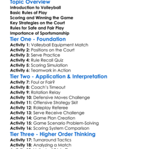 Rules And Strategies Of Volleyball Worksheet Activity Booklet