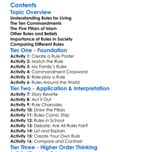 Rules For Living Ten Commandments Five Pillars Etc Worksheet Activity Booklet