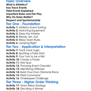 Rules Of Athletics Worksheet Activity Booklet