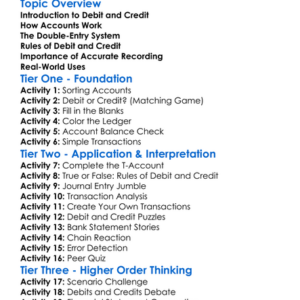 Rules Of Debit And Credit Worksheet Activity Booklet