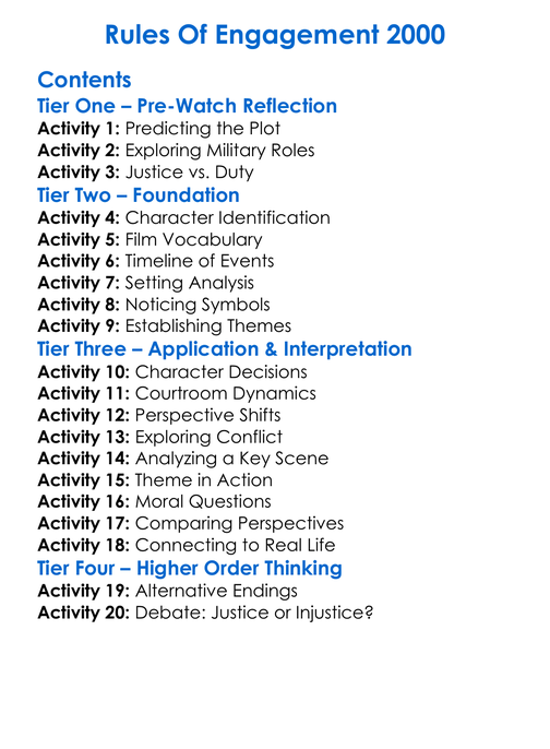 Rules Of Engagement 2000 Worksheet Activity Booklet