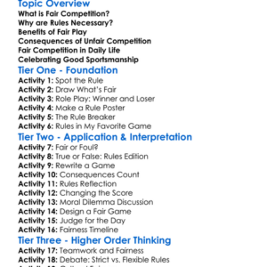 Rules Of Fair Competition Worksheet Activity Booklet