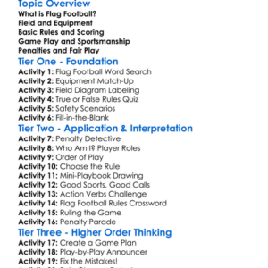 Rules Of Flag Football Worksheet Activity Booklet