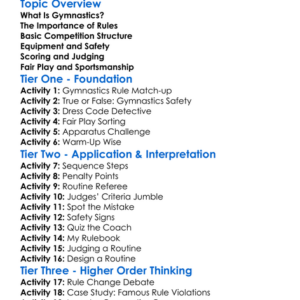 Rules Of Gymnastics Worksheet Activity Booklet