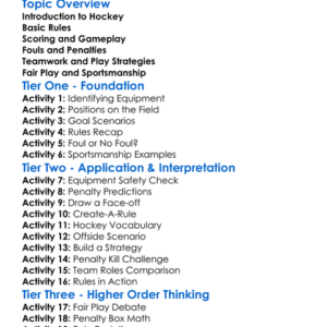 Rules Of Hockey Worksheet Activity Booklet