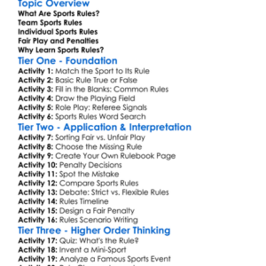 Rules Of Major Sports Worksheet Activity Booklet