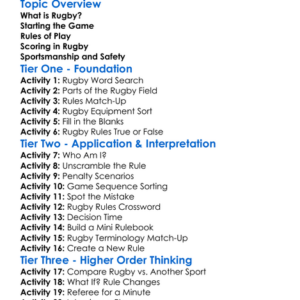 Rules Of Rugby Worksheet Activity Booklet