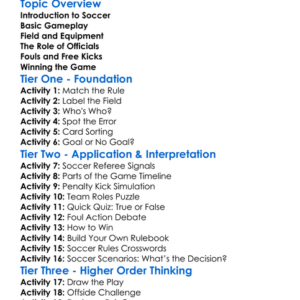 Rules Of Soccer Worksheet Activity Booklet