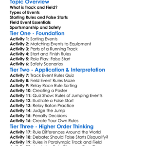 Rules Of Track And Field Worksheet Activity Booklet