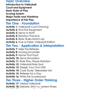 Rules Of Volleyball Worksheet Activity Booklet