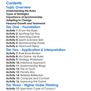 Rules Strategies And Sportsmanship In Team And Individual Sports Worksheet Activity Booklet