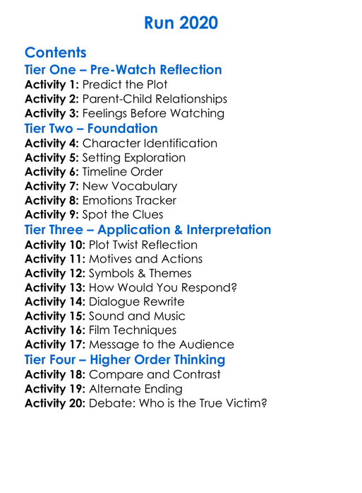 Run 2020 Worksheet Activity Booklet
