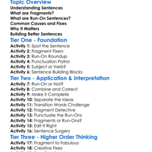 Run-On Sentences And Fragments Worksheet Activity Booklet