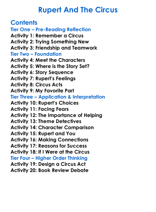Rupert And The Circus Worksheet Activity Booklet
