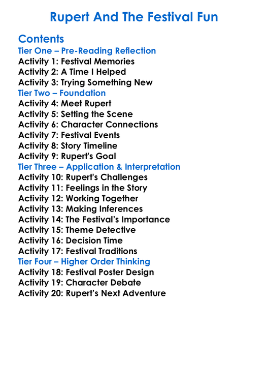 Rupert And The Festival Fun Worksheet Activity Booklet